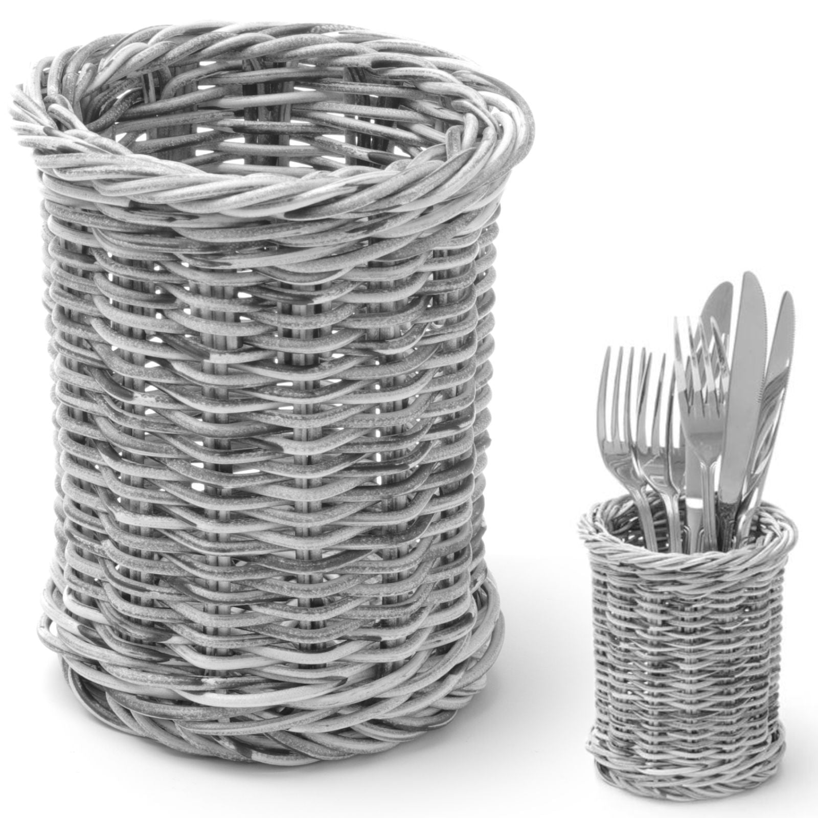 Tableware – Cutlery basket forks knives spoons round gray melange - Carlat