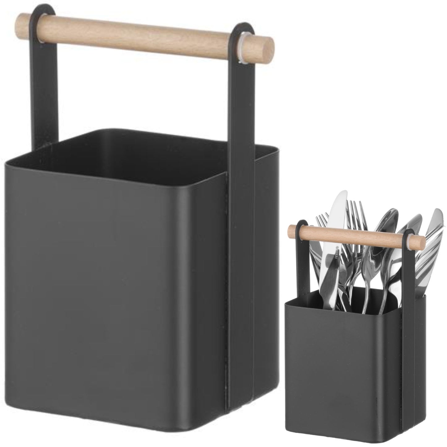 Tableware – Organizer table basket for cutlery with wooden handle - Carlat
