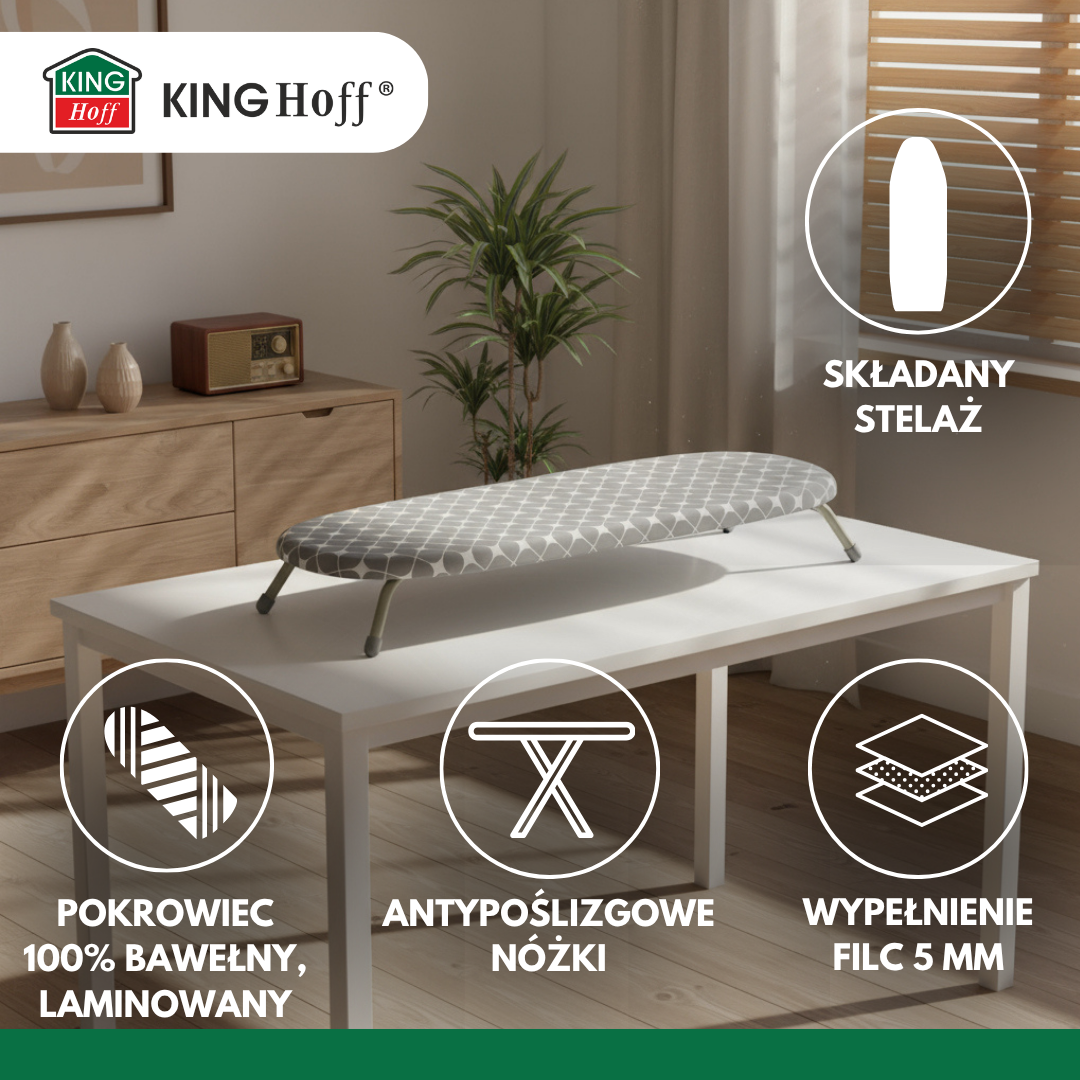 The – Table-top folding ironing board, 5 mm felt, Kinghoff, KH-1937 - Carlat