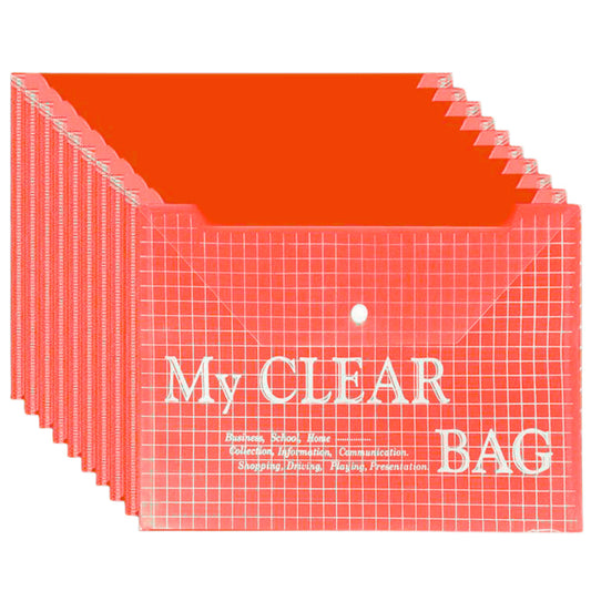The – Transparent Red A4 Envelope Folder with Clasp, 20 Pieces - Carlat