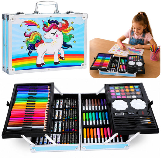 The remaining – Children's Art Set: Unicorn, Blue Case, 150 Pieces - Carlat