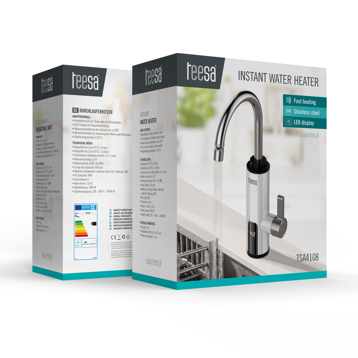 The remaining – Instant-heating water heater - white kitchen faucet - Carlat