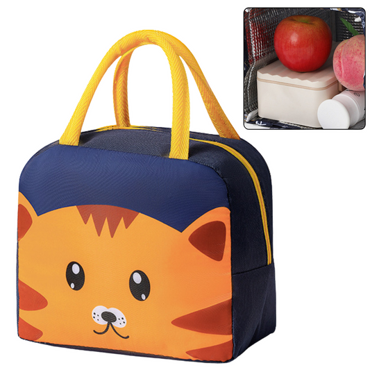 The remaining – Navy Blue Cat-Print Insulated Lunch Bag, 23 cm - Carlat
