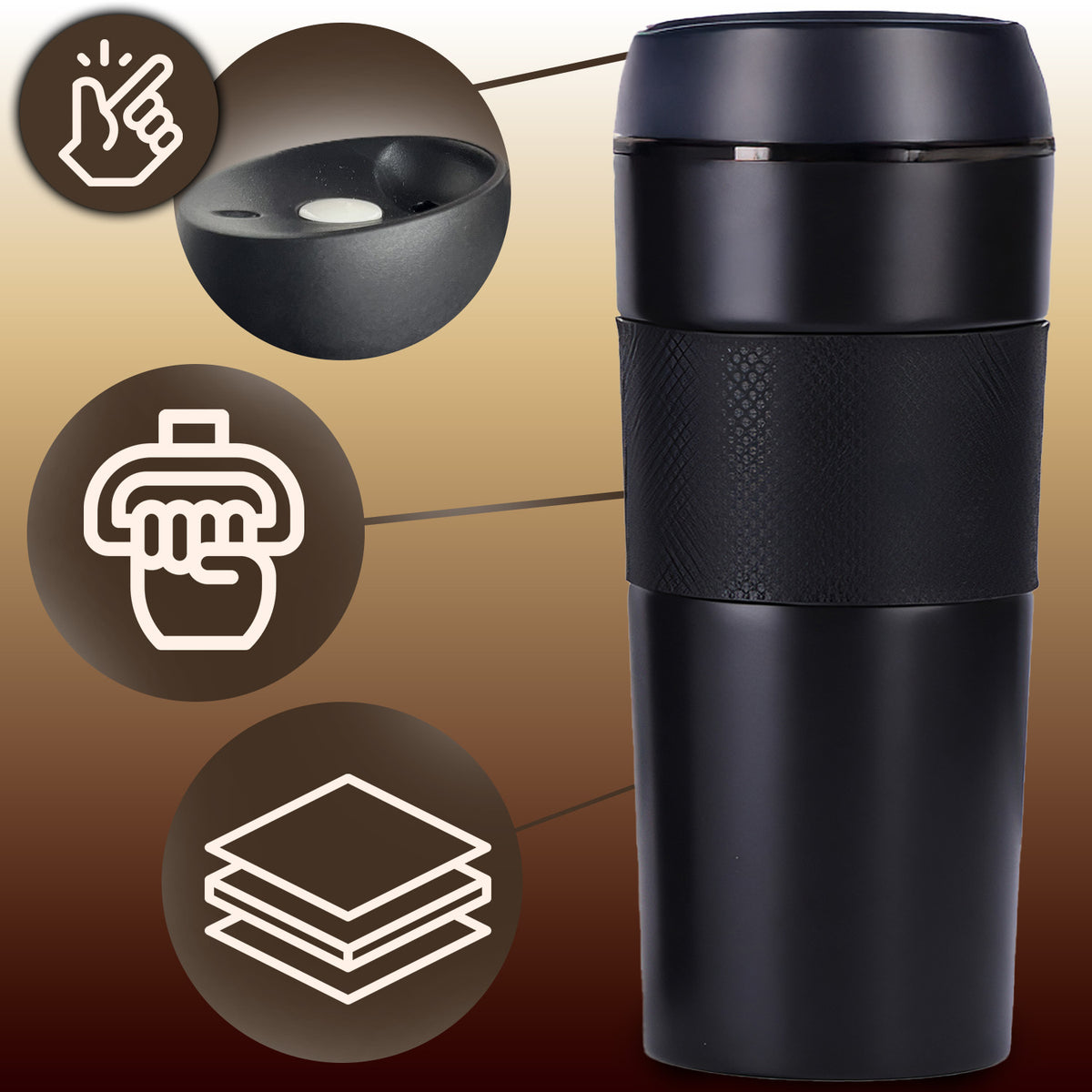 Thermal mug, keeps drinks hot for up to 24 hours, leak-proof, 400 ml, for tea and coffee - Carlat