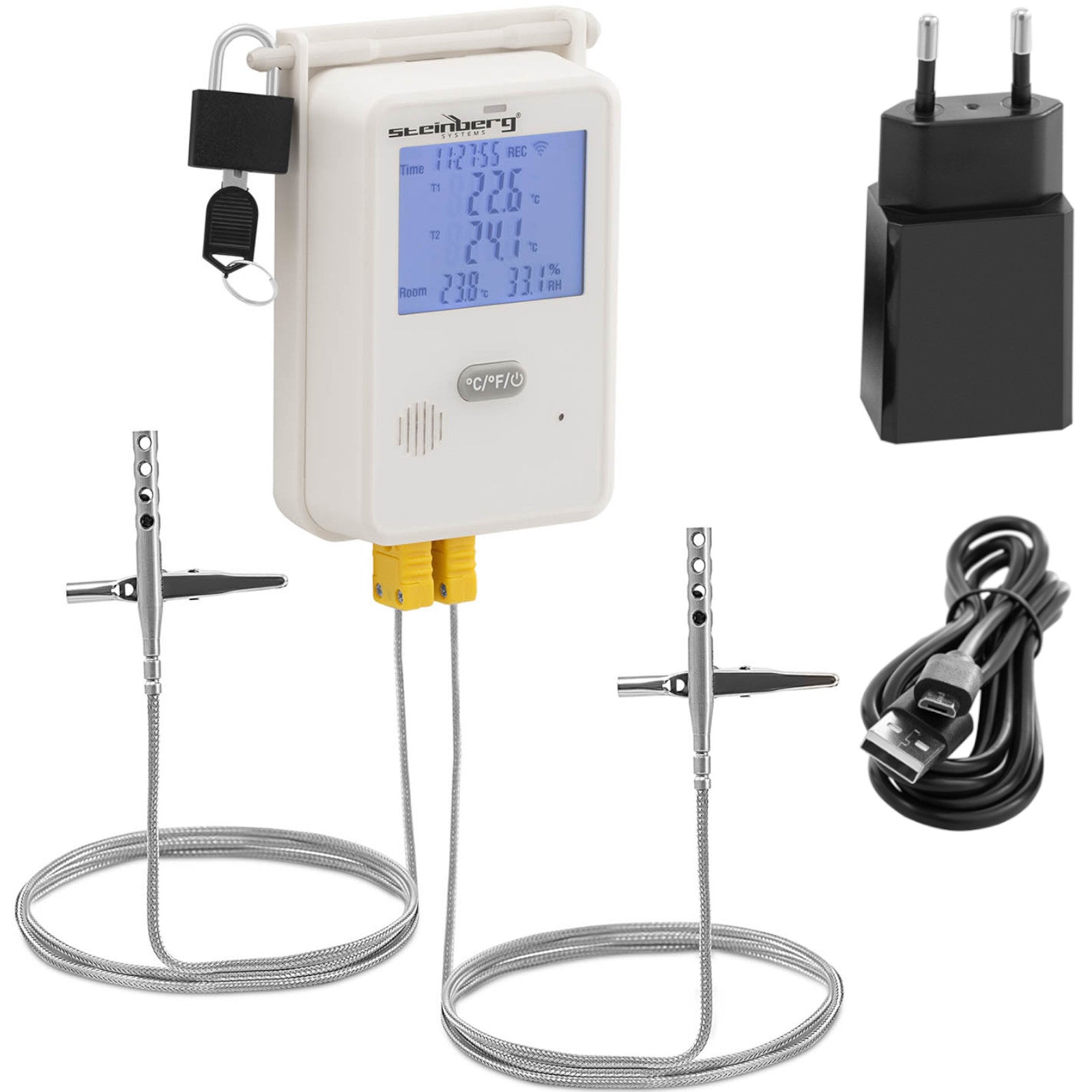 Thermohygrometer temperature and humidity recorder LCD USB Wi-Fi range 0-100% -50-350C - Carlat