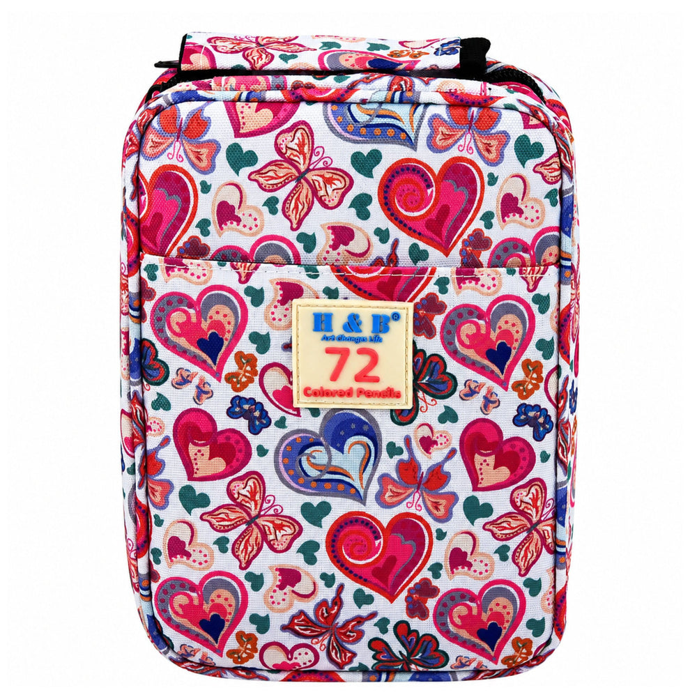 Three-Compartment Pencil Case, Coloring Book with Flowers, Pencil Sharpener, Eraser, 72 Crayons - Carlat