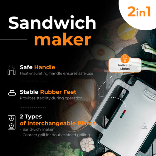ADLER Toasters and Toast Makers – AD 3073 2-in-1 Sandwich Toaster – image 20
