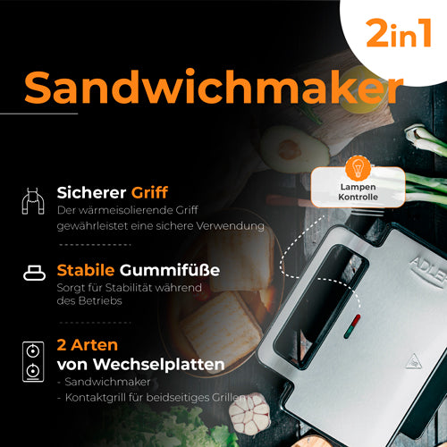 ADLER Toasters and Toast Makers – AD 3073 2-in-1 Sandwich Toaster – image 22