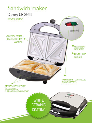 CAMRY Toasters and Toast Makers – CR 3018 Sandwich Toaster – image 6