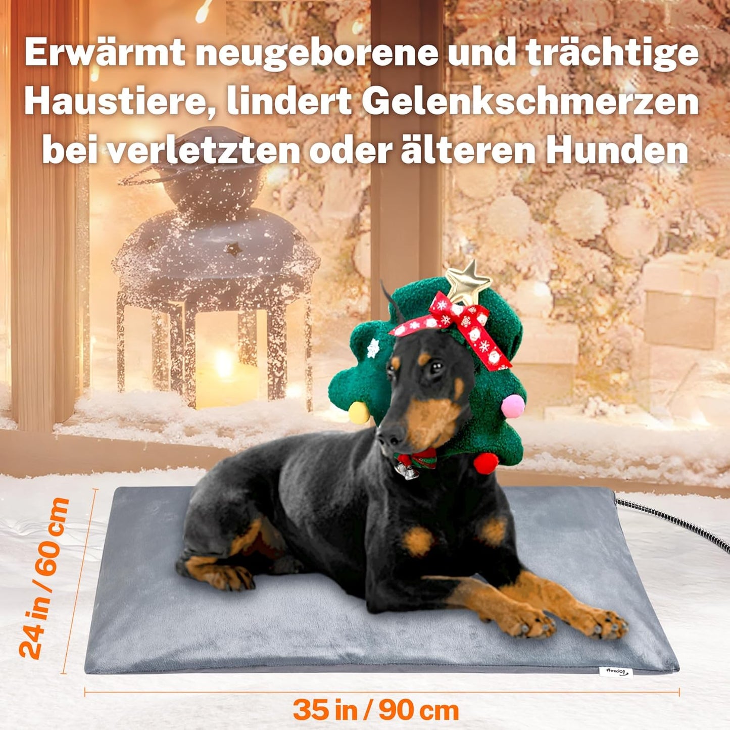 Toozey Outdoor Electric Blanket Pet with Waterproof Cover and Chew-resistant Cable, Automatic Temperature Control for Newborns, Pregnant, Old, Joints Injured Cats and Dogs - Carlat