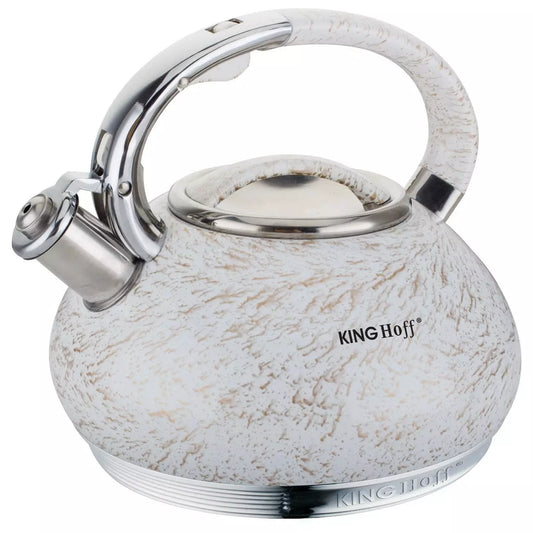 Traditional Teakettles – Kinghoff 3-liter Traditional White-Gold Kettle - Carlat