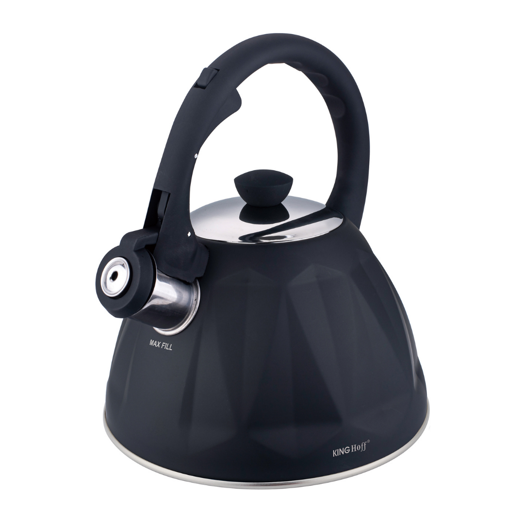 Traditional Teakettles – Whistling kettle, 2 L, matte black, stainless steel - Carlat