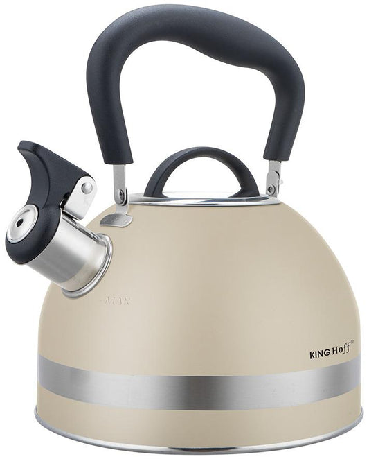 Traditional – Whistling kettle, 1.8 L, stainless steel, beige, Kinghoff, KH-1854 - Carlat