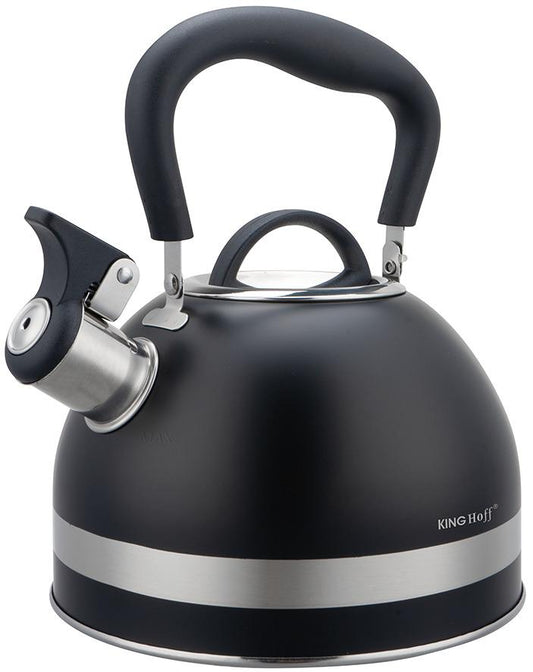 Traditional – Whistling kettle, 1.8 L, stainless steel, black, Kinghoff, KH-1858 - Carlat