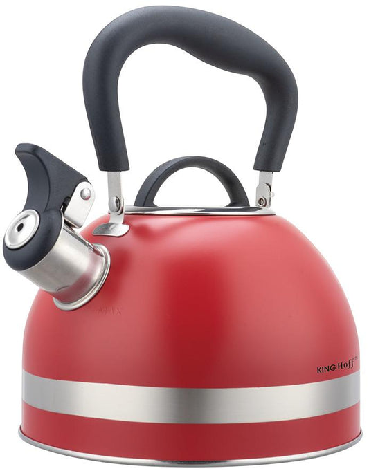 Traditional – Whistling kettle, 1.8 L, stainless steel, red, Kinghoff, KH-1853 - Carlat