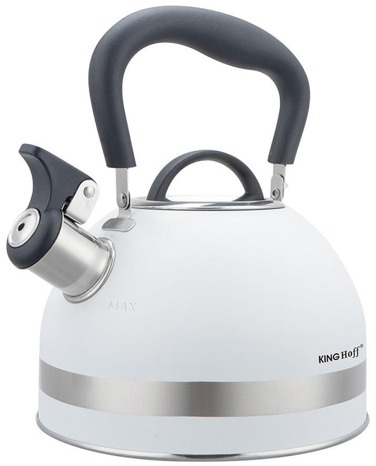 Traditional – Whistling kettle, 1.8 L, stainless steel, white, Kinghoff, KH-1852 - Carlat