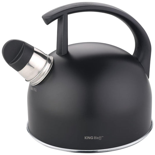 Traditional whistling kettle, stainless steel, matte black, 1.5-liter capacity, Kinghoff, KH1897 - Carlat