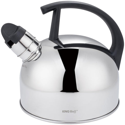 Traditional whistling kettle, stainless steel, silver, 1.5-liter capacity, Kinghoff, KH-1896 - Carlat