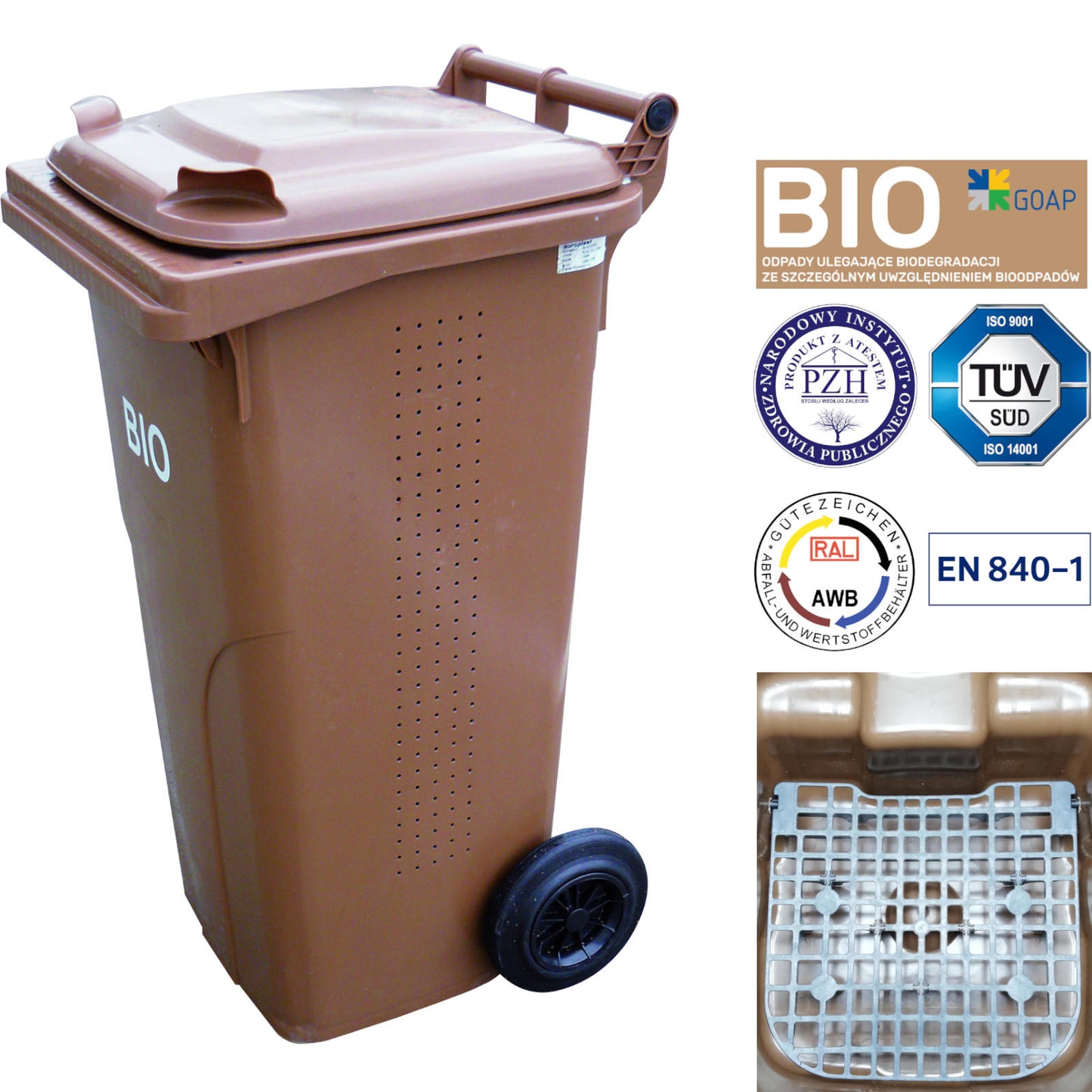 Trash Cans – BIO waste bin container with double bottom, - Carlat