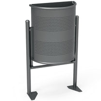 Trash Cans – Semicircular, wall-mounted city street bin, gray, 30L - Carlat