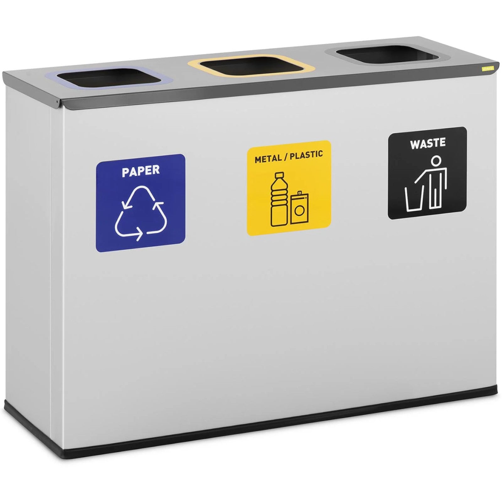 Trash Cans – Waste bin for segregation, 3 chambers, STEEL, - Carlat