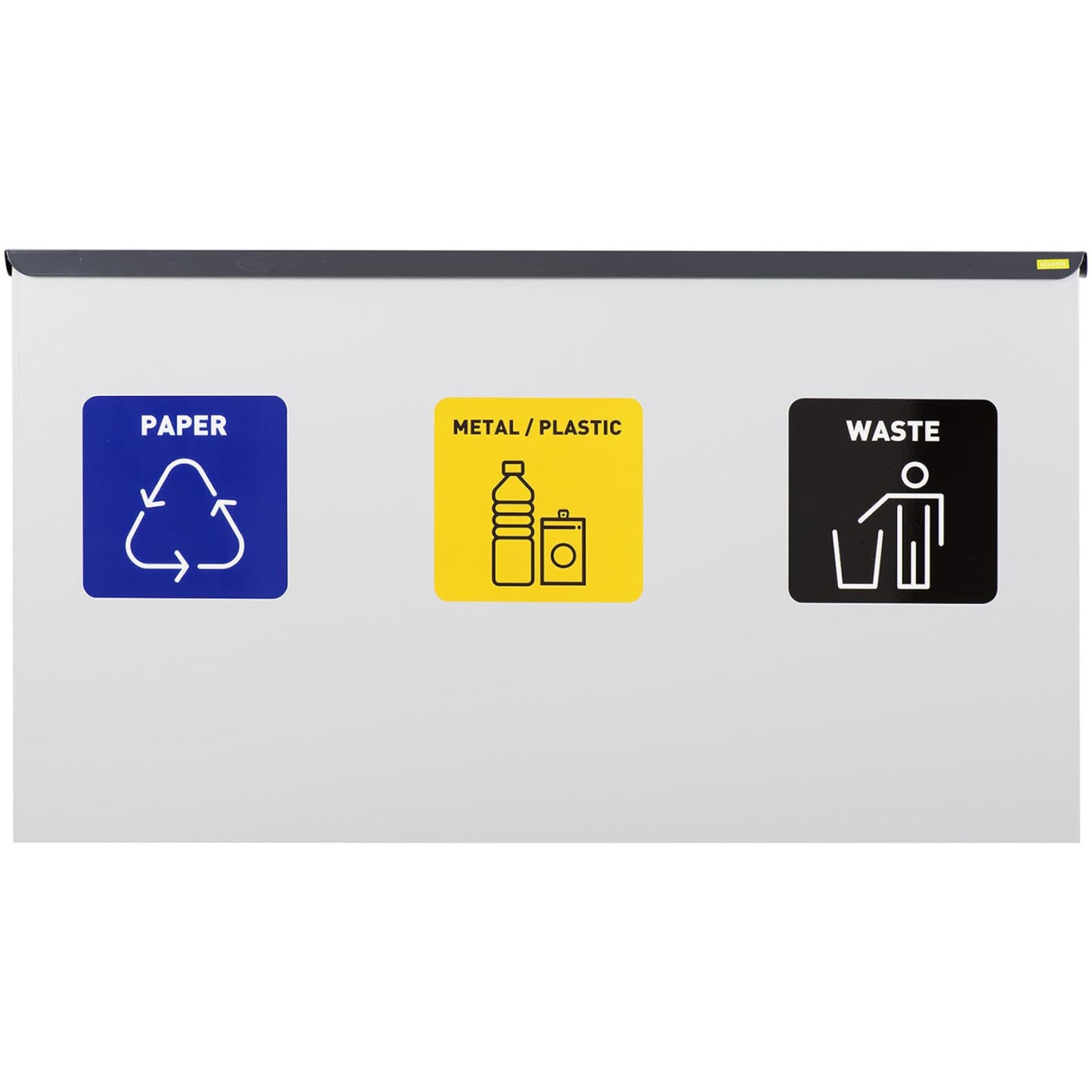 Trash Cans – Waste bin for segregation, 3 chambers, STEEL, - Carlat