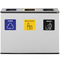 Trash Cans – Waste bin for segregation, 3 chambers, STEEL, - Carlat