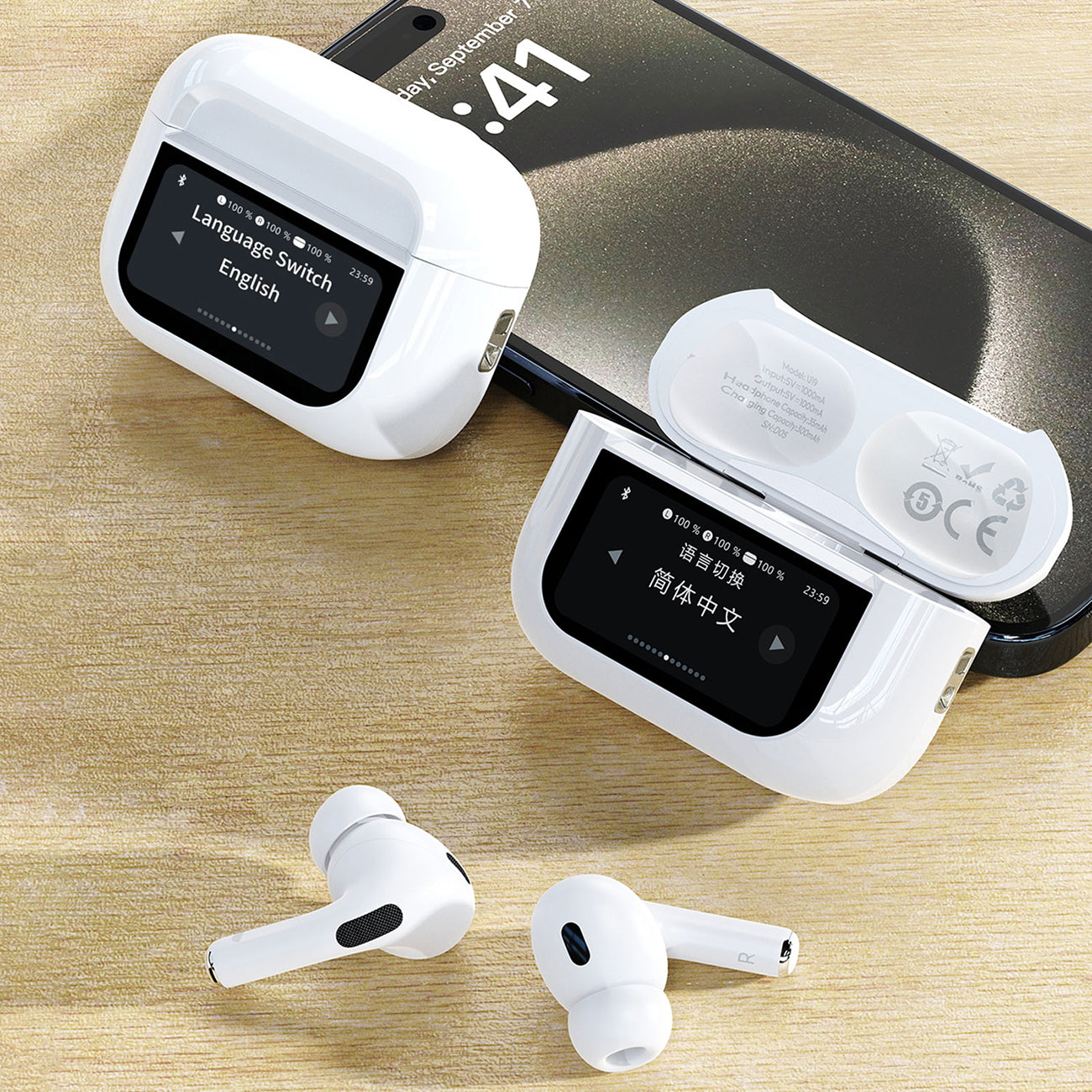 U19 in-ear TWS wireless Bluetooth 5.3 headphones with LED display - Carlat