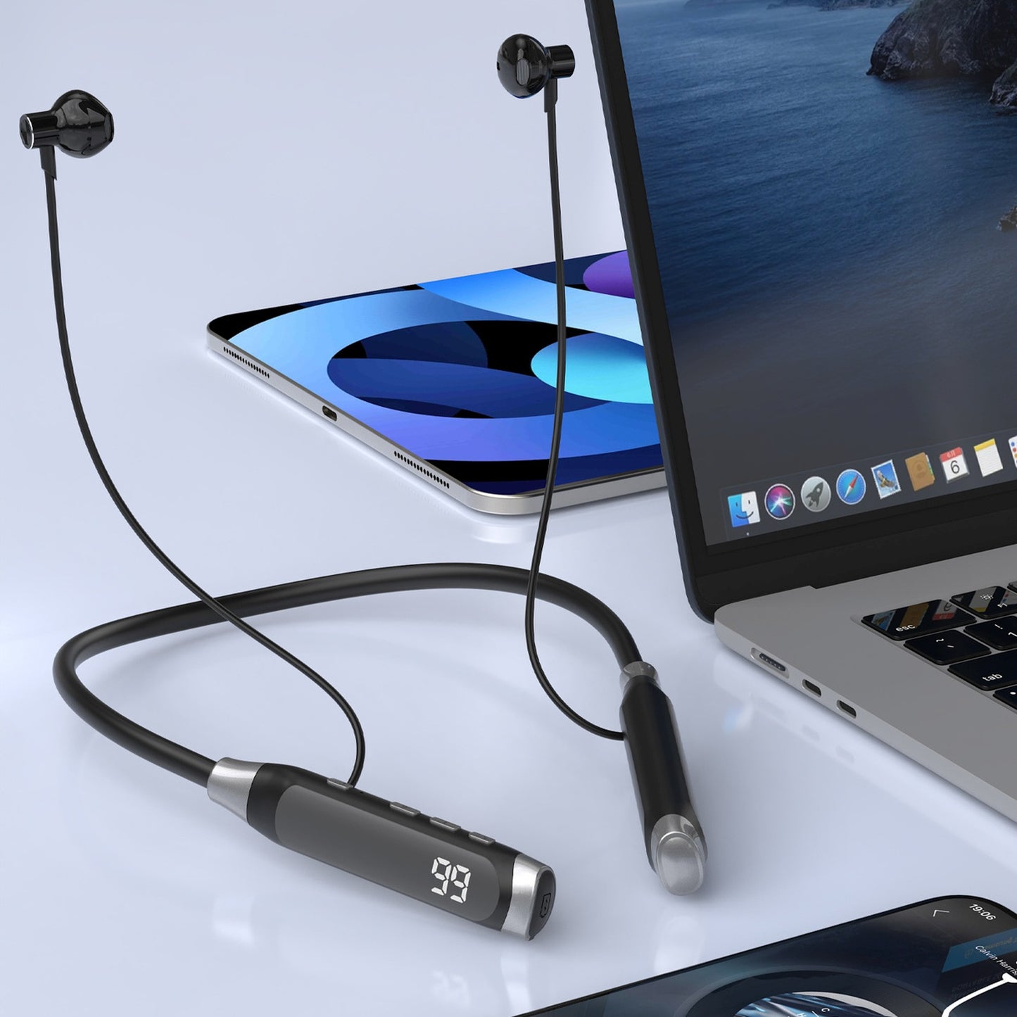 U5 Max Bluetooth wireless headphones with neckband - black - Carlat