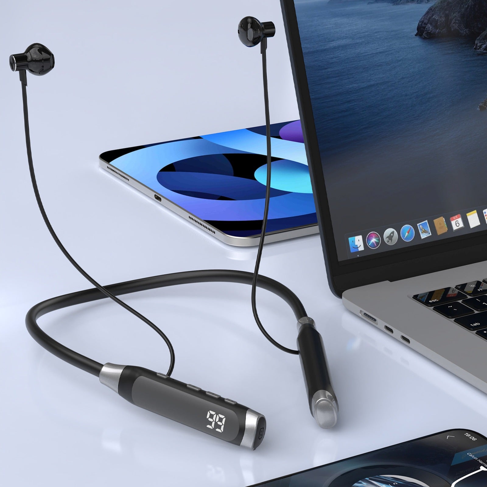 U5 Max Bluetooth wireless headphones with neckband - black - Carlat