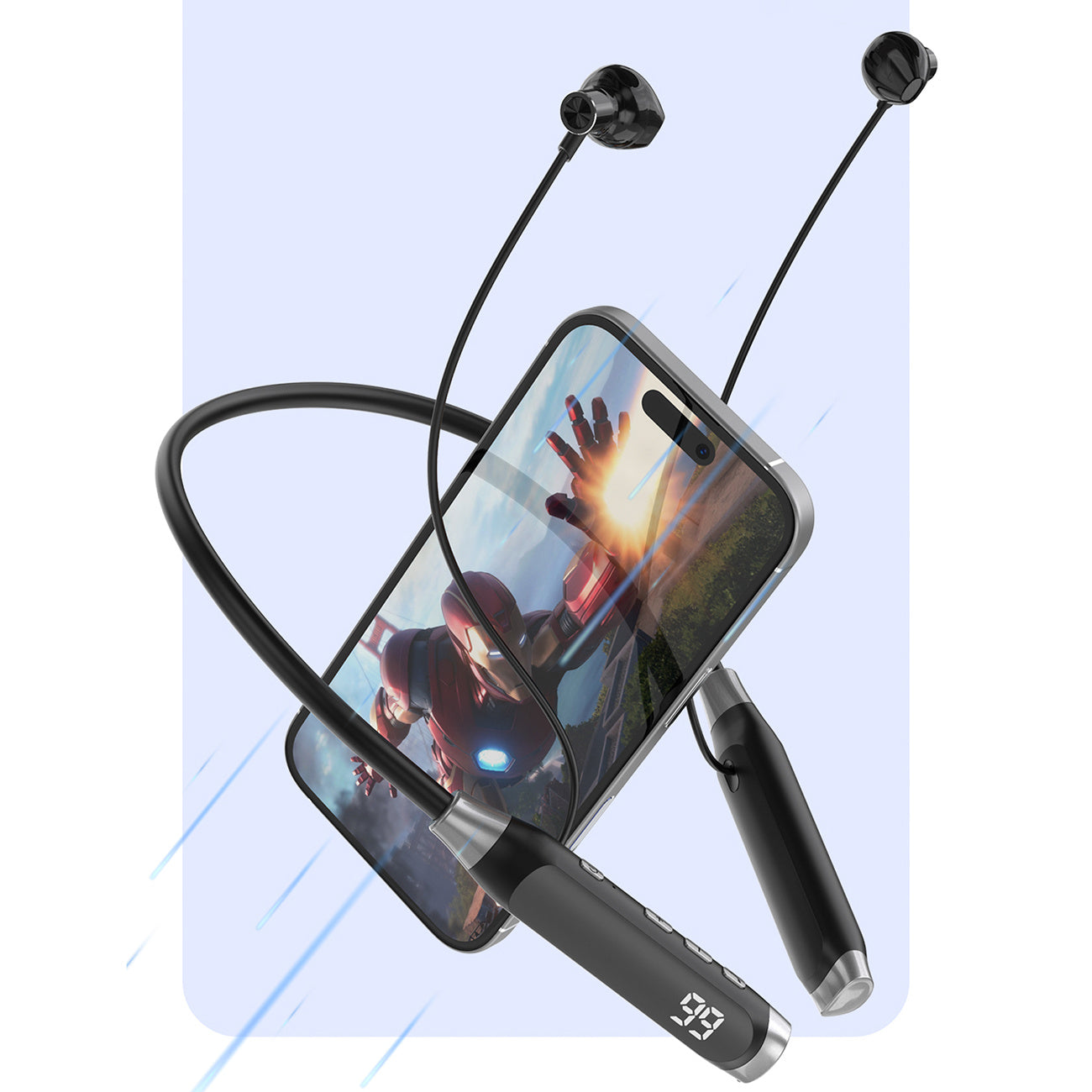 U5 Max Bluetooth wireless headphones with neckband - black - Carlat