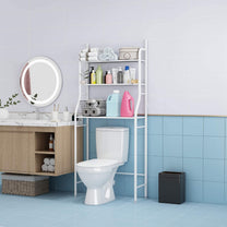 UDEAR 3-Shelf Bathroom Storage Rack with Hanging Rod, White - Carlat