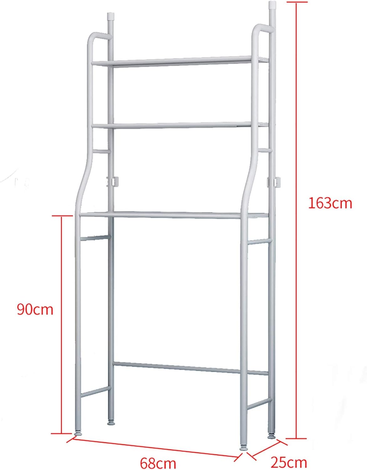 UDEAR 3-Shelf Bathroom Storage Rack with Hanging Rod, White - Carlat