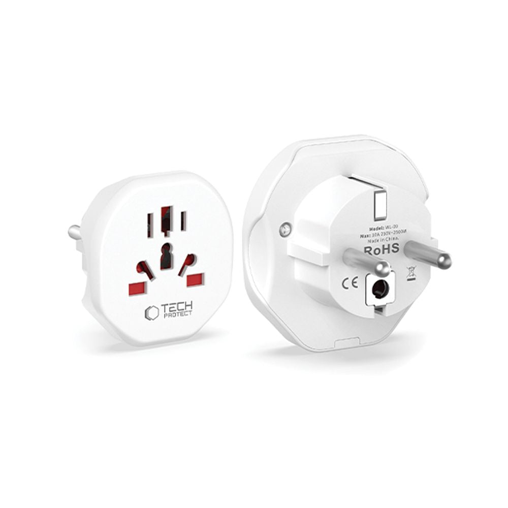 UK/US/AU/FI/CN-1/CN-2 to EU travel adapter - white - Carlat