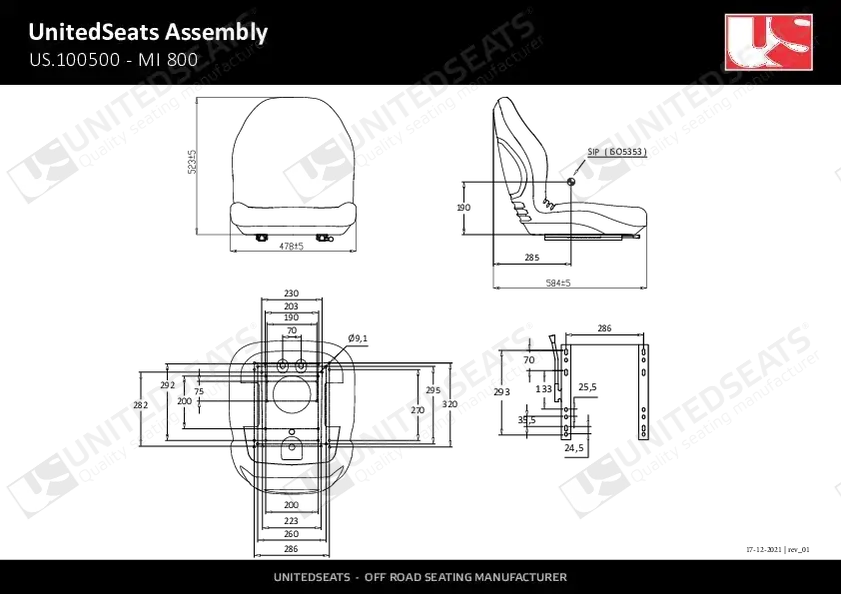 UnitedSeats MI800 tractor seat PVC - UnitedSeats Vehicle Seat (image 2)