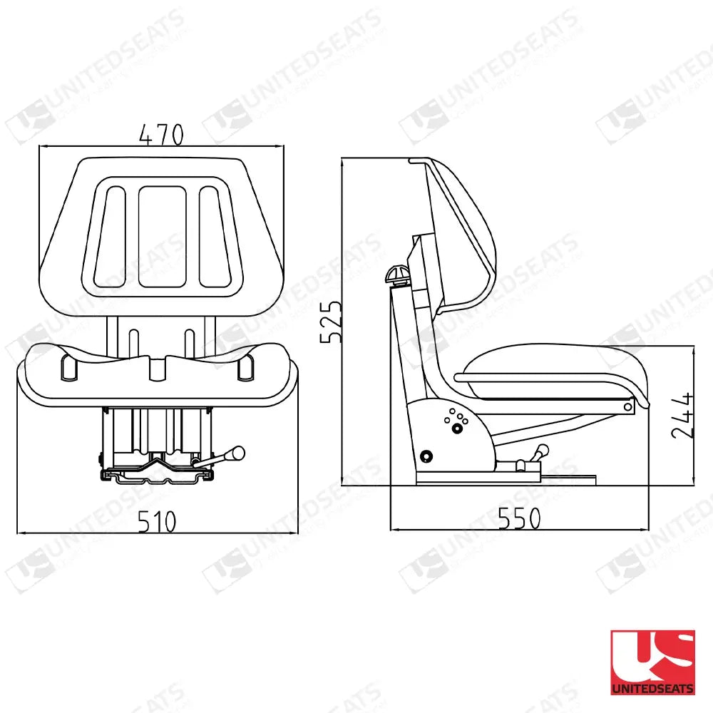UnitedSeats T700 tractor suspension seat PVC - UnitedSeats Mechanical suspended seat (image 2)