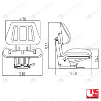 UnitedSeats T700 tractor suspension seat PVC - UnitedSeats Mechanical suspended seat (image 2)