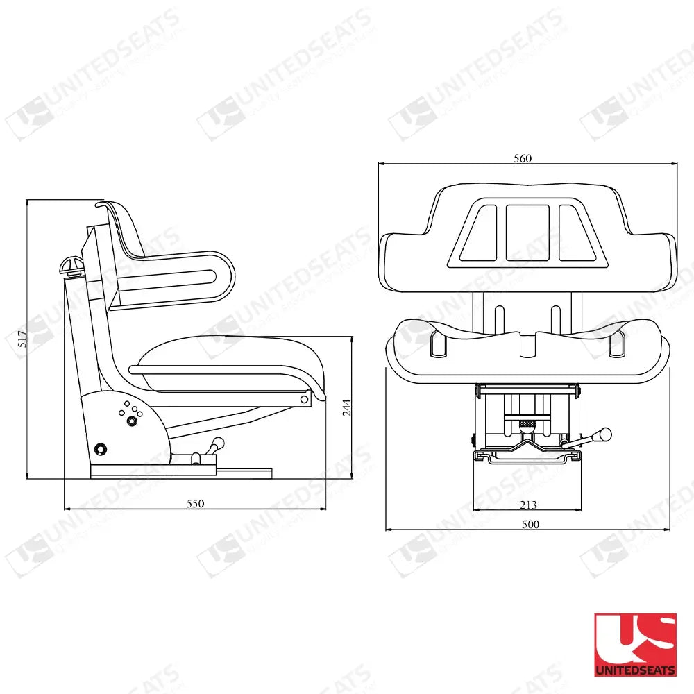 UnitedSeats W700 tractor suspension seat PVC - UnitedSeats Mechanical suspended seat (image 2)
