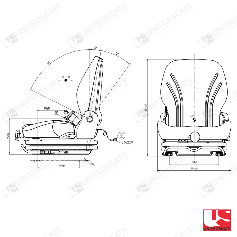 UnitedSeats MGV35 construction suspension seat PVC - UnitedSeats Mechanical suspended seat (image 3)