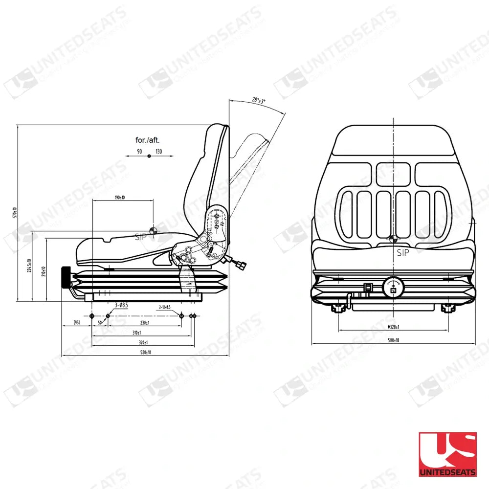 UnitedSeats MGV25 forklift suspension seat PVC - UnitedSeats Mechanical suspended seat (image 3)