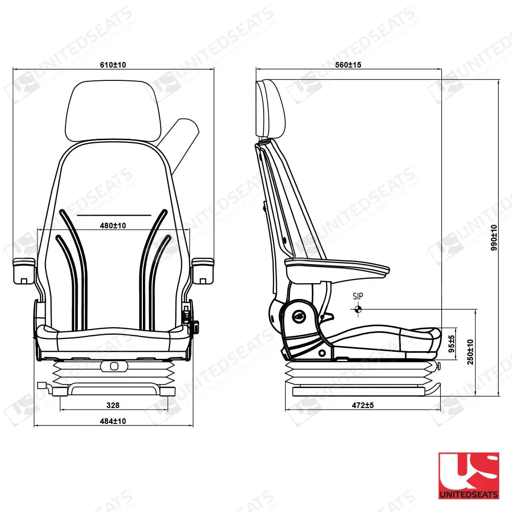 UnitedSeats LGV35/C7 forklift air suspension seat PVC - UnitedSeats Vehicle Seat (image 2)