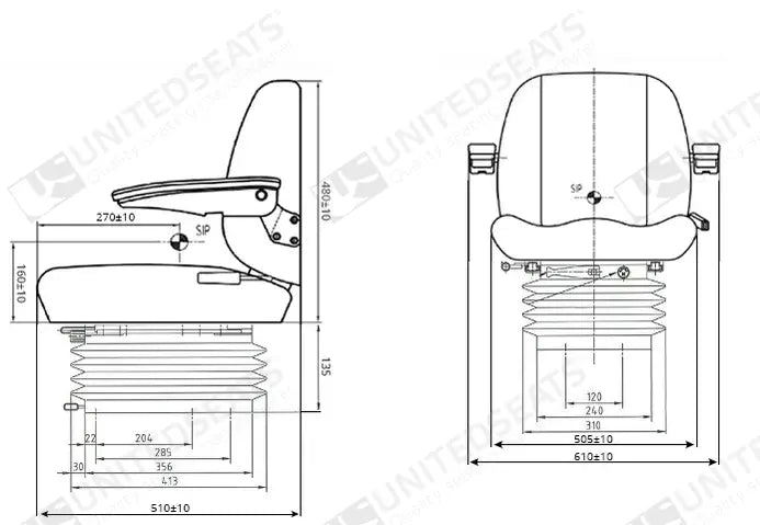 UnitedSeats MGV84/C6 tractor suspension seat fabric - UnitedSeats Mechanical suspended seat (image 2)