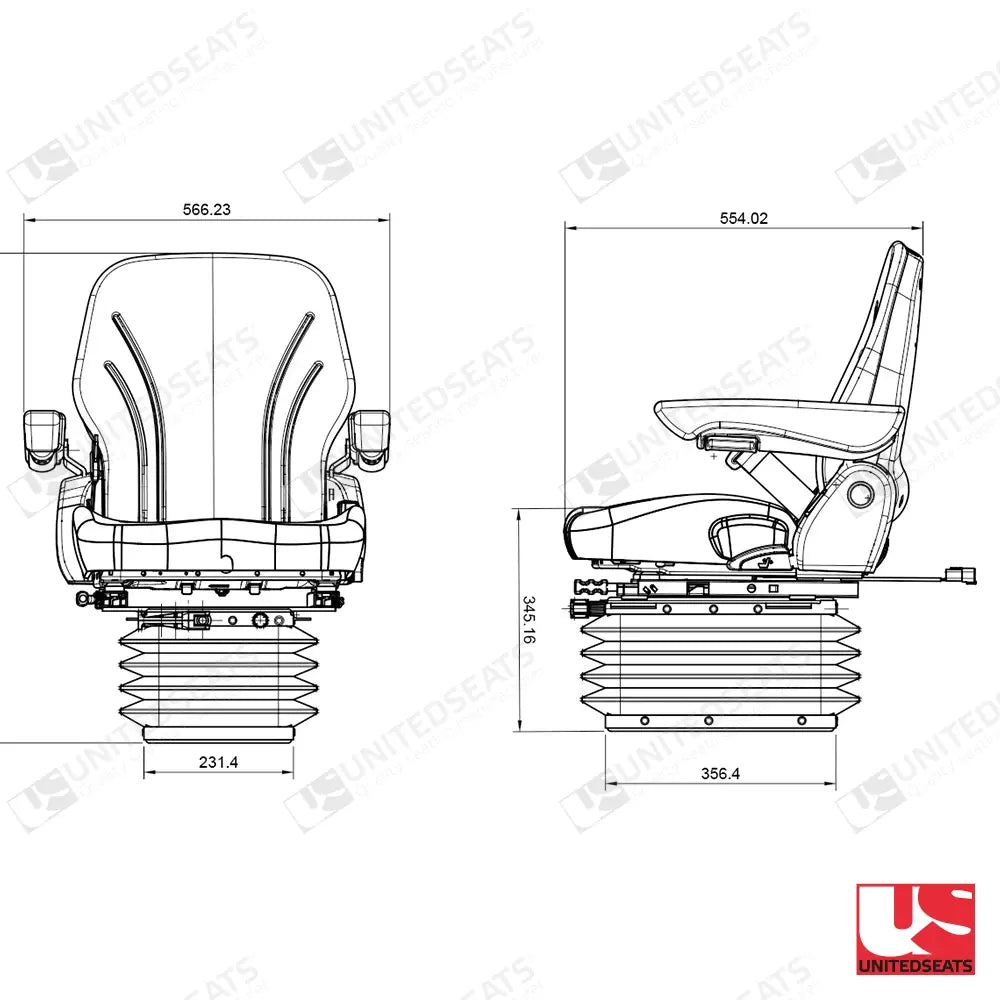 UnitedSeats MGV84/Top35 tractor suspension seat fabric - UnitedSeats Mechanical suspended seat (image 2)