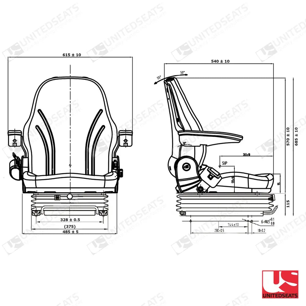 UnitedSeats LGV35/C2 forklift air suspension seat fabric - UnitedSeats Vehicle Seat (image 2)