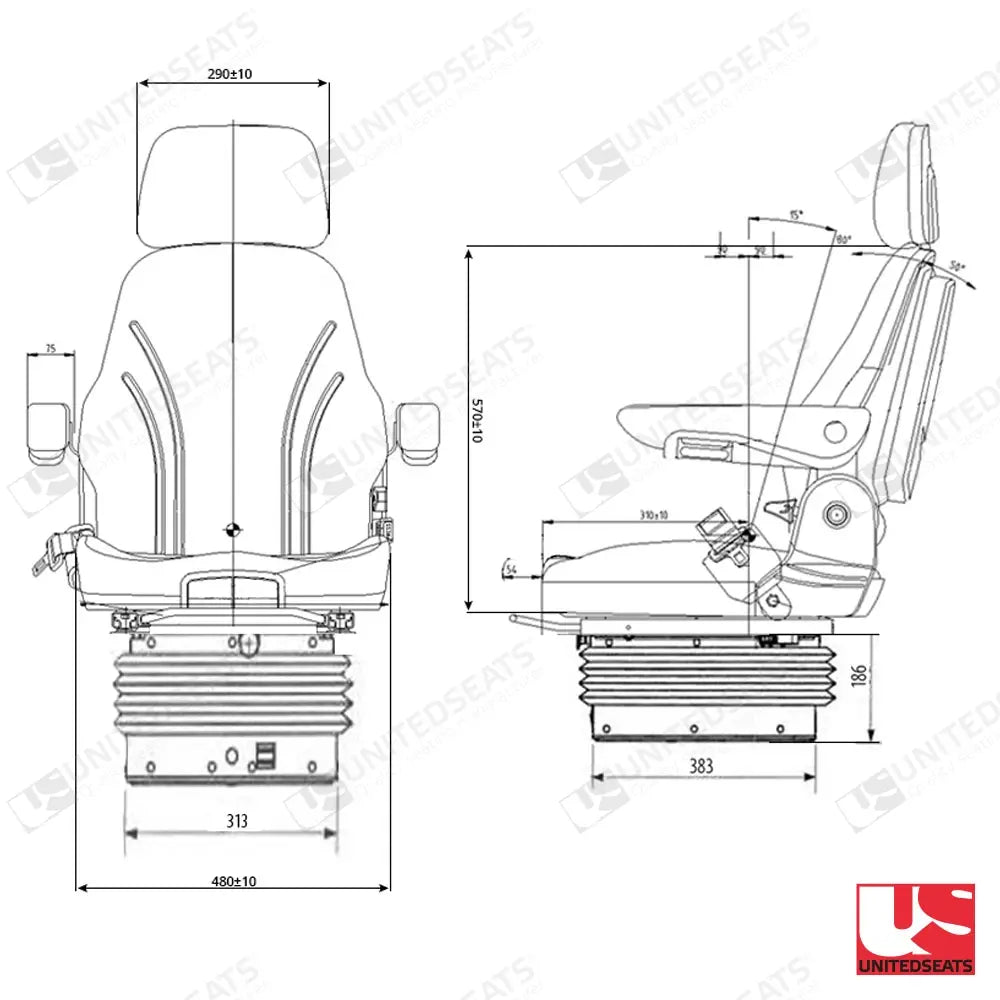 UnitedSeats LGV90/C2 tractor air suspension seat fabric - UnitedSeats Vehicle Seat (image 2)