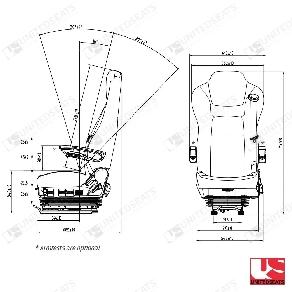 UnitedSeats C60 truck air suspension seat fabric - UnitedSeats Vehicle Seat (image 3)
