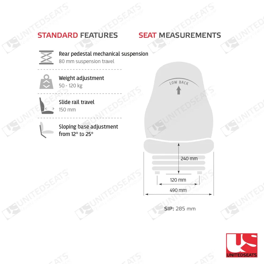 UnitedSeats T700 tractor suspension seat PVC - UnitedSeats Mechanical suspended seat (image 3)