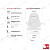 UnitedSeats CS85/C2 tractor suspension seat PVC - UnitedSeats Mechanical suspended seat (image 2)
