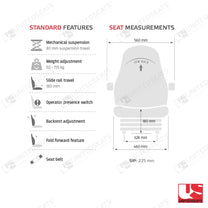 UnitedSeats MGV35 forklift suspension seat PVC - UnitedSeats Mechanical suspended seat (image 8)