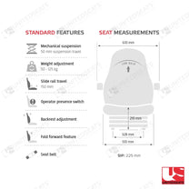 UnitedSeats MGV25 forklift suspension seat PVC - UnitedSeats Mechanical suspended seat (image 4)